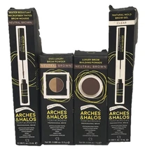 4x Arches and Halos NEUTRAL BROWN 2x Eyebrow Powder, 1x Mousse + 1x Clear Gel