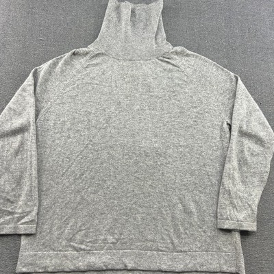 Soft Goat 100% Cashmere Womens Sweater Jumper Large Turtleneck Gray