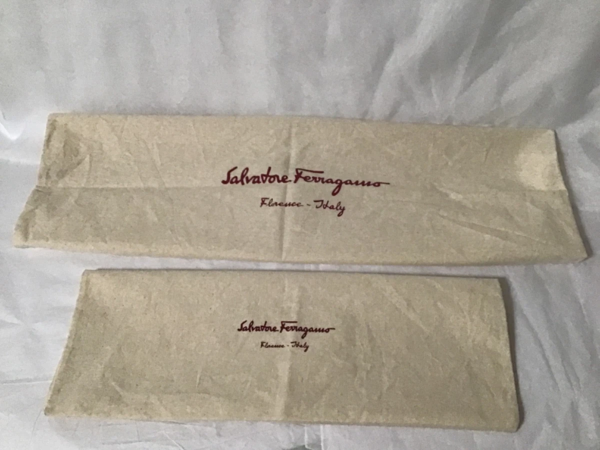 Salvatore Ferragamo White Dust Bags (Pair) SALVATORE FERRAGAMO Cream Drawstring Dust Bag Size: 18.75x16  main image 3