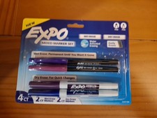 Expo 4ct Fine Mixed 2 Dry / 2 Wet Erase Marker Assorted Purple, NEW