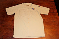Boy Scouts of America BSA Men's Shirt Tan Medium 100 Supplex Nylon Short Sleeve