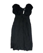 J Crew Collection Cecily Dress in Cotton Poplin 16 Black Puff Sleeve V Neck Midi