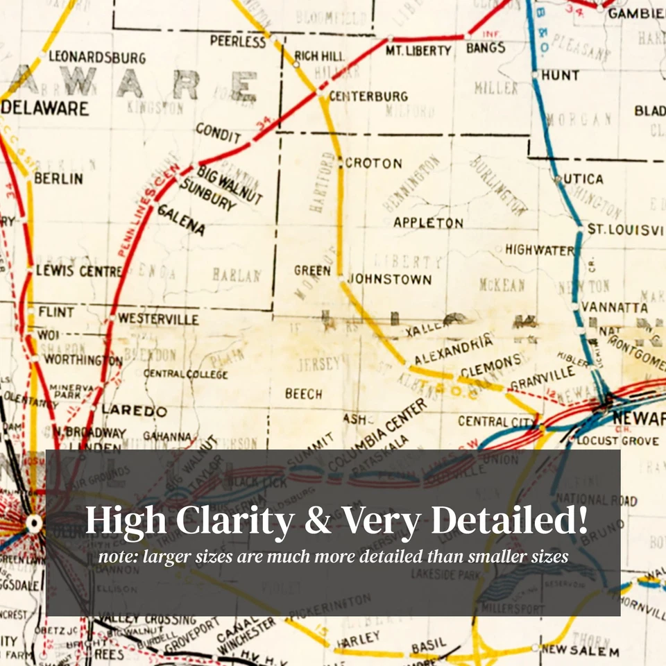 Old Map of Ohio 1914 - Vintage Ohio Art - Image 2 of 4