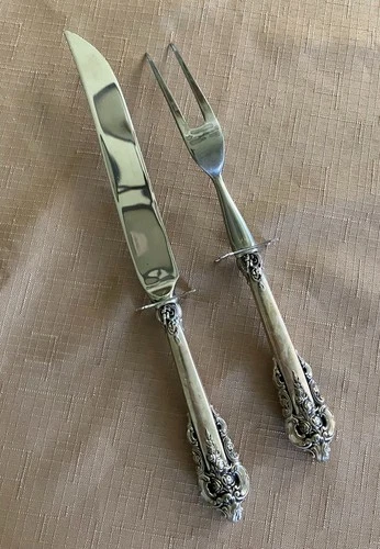 WALLACE GRANDE BAROQUE STERLING FLATWARE 10-3/4" CARVING SET (985)
