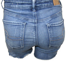 AMERICAN EAGLE SUPER HI-RISE SHORTIE DENIM SHORTS WOMENS SIZE 0