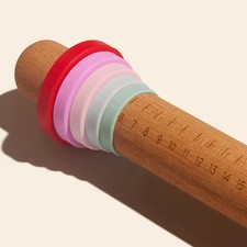 NEW GIR Adjustable Rolling Pin Wooden with Silicone Guide Rings