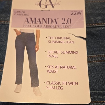 Gloria Vanderbilt Women's Slimming Slim Leg Classic Rise Blue Denim Jeans 22W