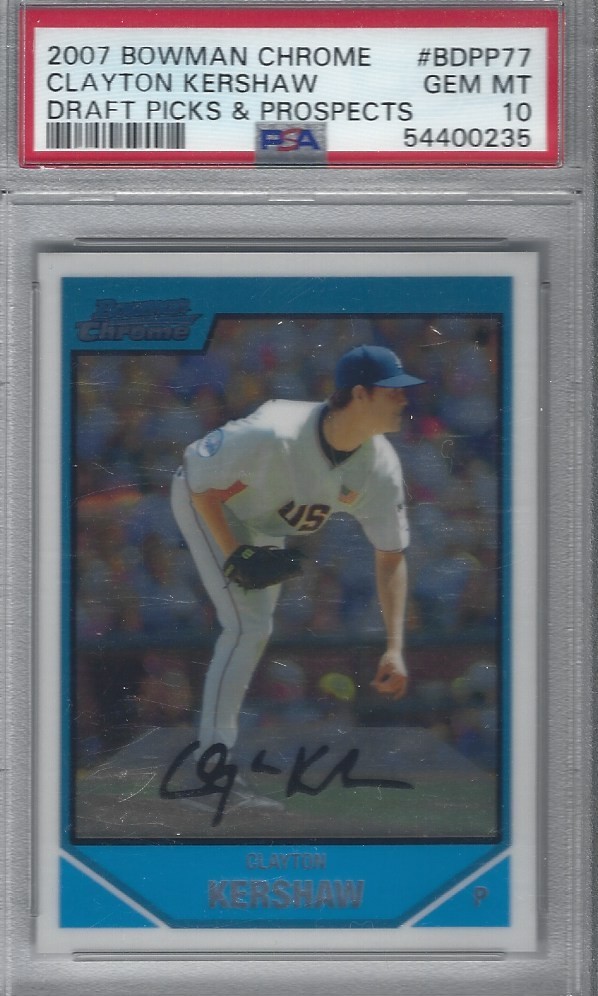2007 BOWMAN CHROME DRAFT PICKS & PROSPECT #BDPP77 CLAYTON KERSHAW RC PSA 10