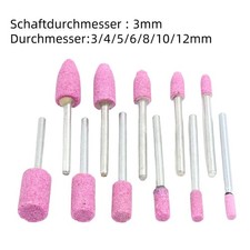 3mm Schaft Schleifstein Polierstifte Korund Scheifstifte für Dremel Bohrmaschine
