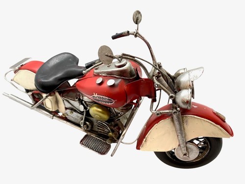 Rustikale Vintage Motorrad Chopper Biker Metall Skulptur Figur Mann Höhle Deko - Bild 12 von 13