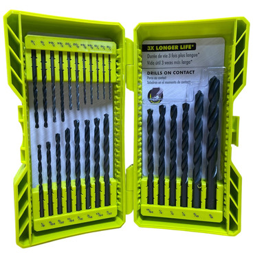Ryobi A972501 Black Oxide Round Shank Drill Bit Set 25-Piece