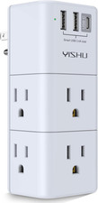 USB Multi Plug Outlet Extender, Surge Protector w/ Rotating Plug, 6 AC 3 USB