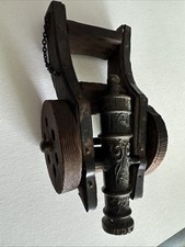Vintage Wood and Cast Iron Miniature Toy Cannon Artilleria Luis XV SIGLO XVIII