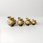 4 Pc Handcrafted Brass Holy Water Pots, Handmade in India Midcentury — photo 1