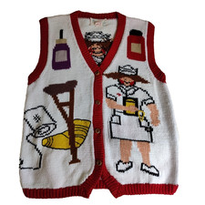 Cotton Salsa Sweater Vest Hand Made In Peru 100% Cotton Nurse Hospital Doctor