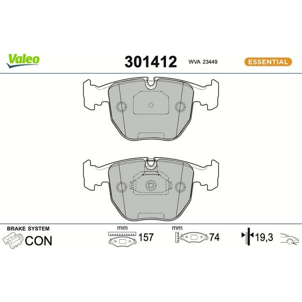 Valeo 301412 Bremsbelagsatz FüR BMW 5 7 X3 X5 E39 E53 E38 E83 Bremse-image
