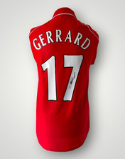 Signed STEVEN GERRARD Shirt - Liverpool UEFA Cup Final - COA - England  Rangers