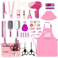 Girls Beauty Salon Set, 32PCS Beauty Salon Toy Kit,Pretend Play Hair Stylist ...