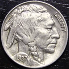 1937 P Indian Head Nickel 5c US Coin Philadelphia Mint "Full Horn"