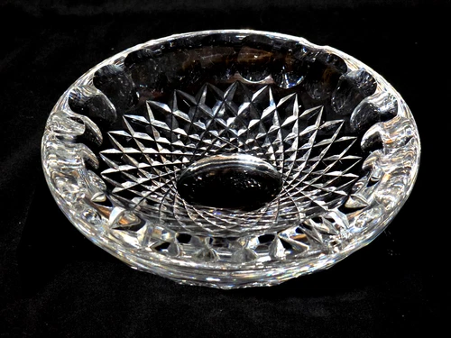 WATERFORD CRYSTAL Ashtray - 7" Heavy Cut Glass Signed Ireland Vintage Home Decor