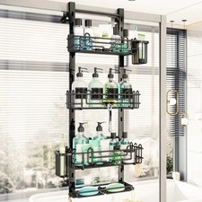 4 Tier Over the Door Shower Caddy, Hanging Shower Organizer with 22 Hooks and...