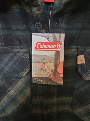 New W/ Tags Coleman Flannel Plaid Shirt/Jacket Olive Green Sherpa Lined Sz Large - Picture 4 of 10