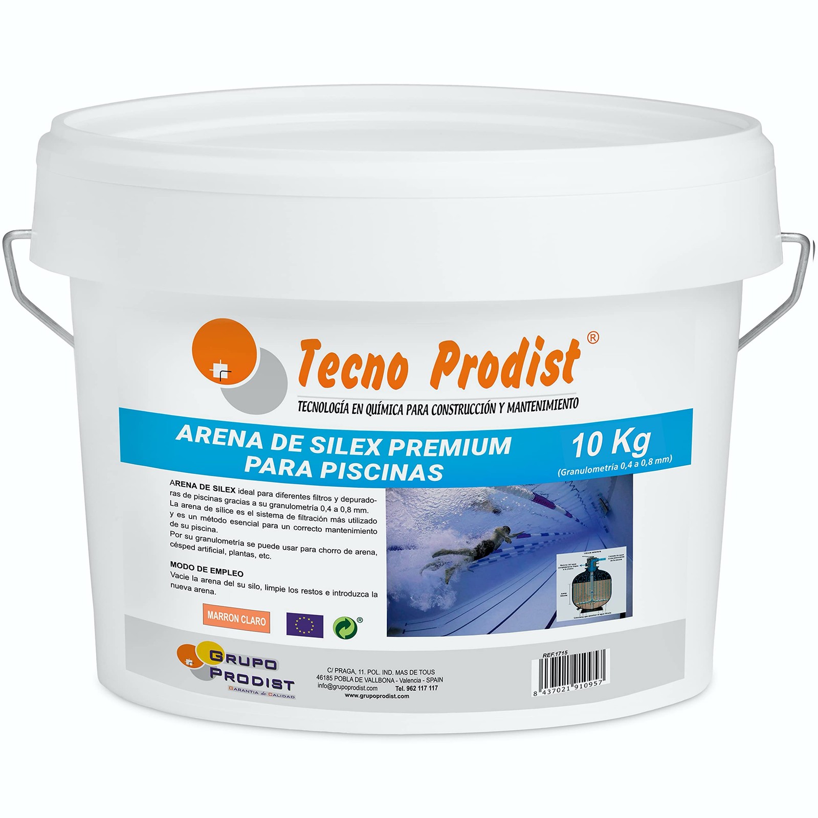 Tecno Prodist Sabbia di Silice per Filtro Piscina Premium | Secchio da 10 (b9k)