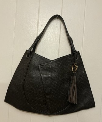 Rare Vintage Korean Designer Lee Geon Maan Black Large Folding Shoulder Handbag