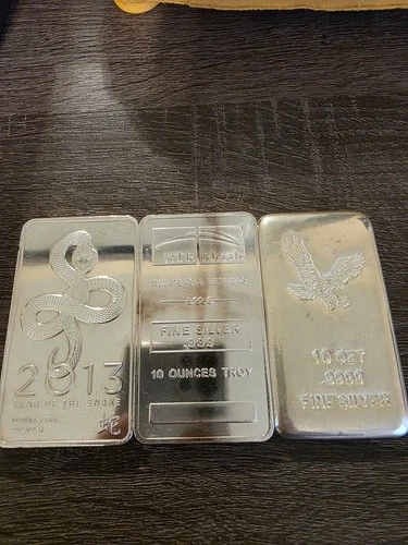 10 troy oz silver bullion bars.999
