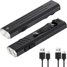 2pack Rechargeable EDC Flashlight - Emergency One Click Strobe Mode, 1600 High L
