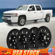 Set Of 4 For Chevy Silverado 1500 Black 17 Wheel Skins Hub Caps Full Rim Covers