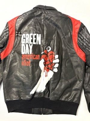 Vintage Green Day Leather Jacket Mens 42 American Idiot Basket