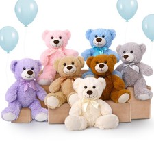 Bulk Teddy Bear Stuffed Animals, 14" Plush, 7-Pack for Baby Shower, Birthday