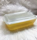 Vintage Pyrex #503-B Yellow Primary Color Refrigerator Dish & Ribbed Lid 1.5 Qt