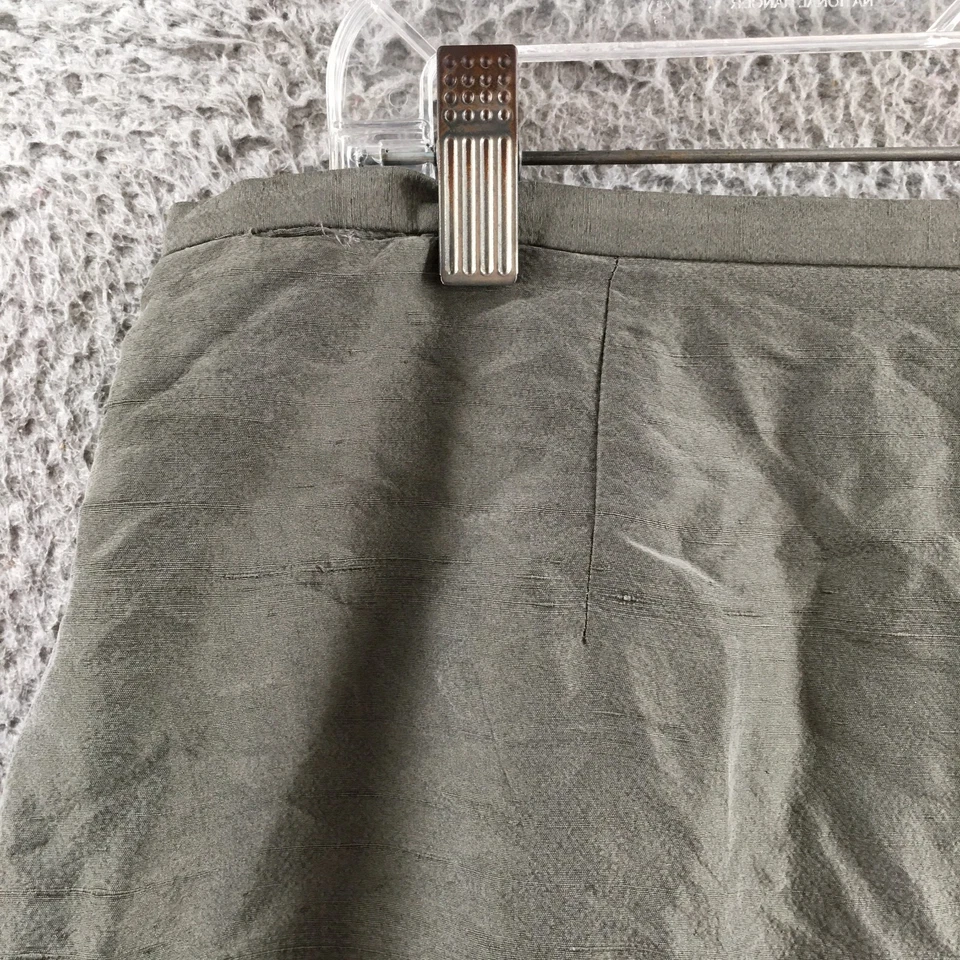 Falda recta y lápiz Eileen Fisher para mujer L gris seda frente plano informal cremallera Foto 3 de 4