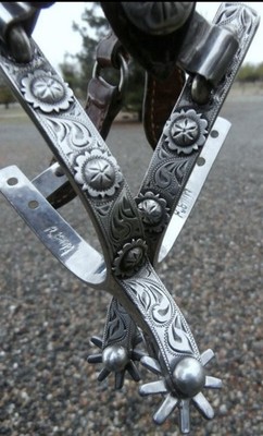 FLEMING Vintage STERLING Silver SPURS w/Buckles Straps Vintage.