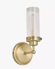 John Lewis Ribbed Glass Bathroom Wall Light Antique Brass Brand New RRP £50