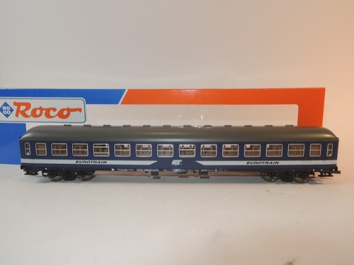 ++ J35 H0 1:100 Roco 47962 Eurotrain vagón de tren rápido 2. Kl. Bm azul KKK NEM NUEVO | Zustand: Gebraucht
