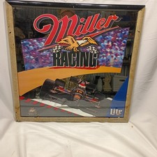 Vintage Miller Racing Framed Bar Mirror 1996 Genuine Draft Indy Display