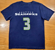 Seattle Seahawks T-Shirt Youth Medium 10/12 Blue Gray Kids Russell Wilson Tee