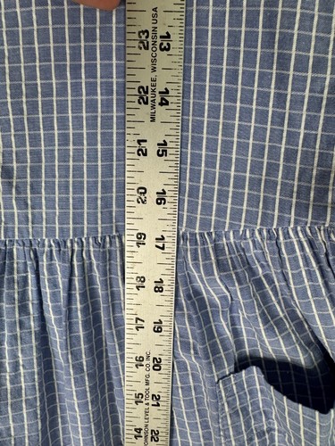 Vintage Laura Ashley Dress Women 10 Blue White Gingham Pocket Buttons Sleeveless - Picture 11 of 13