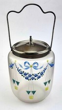 Jugendstil Bonboniere Glas Keks Dose Art Nouveau Floral Motiv Veilchen (81)