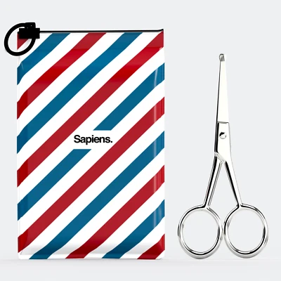SAPIENS Scissors for Beard, Moustache - Stainless Steel - with Reusable Pouch