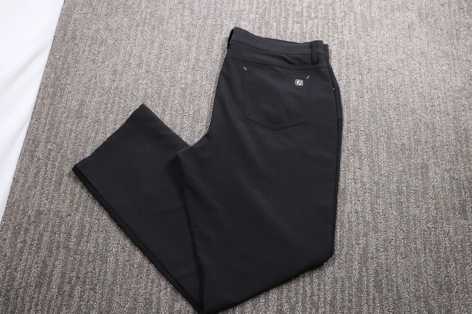 FJ Chino Golf Pants Athletic Fit Men 38x32 Black Lightweight Breathable Stretch