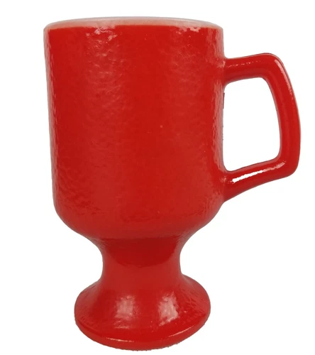 Vintage Red Hazel Atlas Orange Peel Mugs Pedestal Coffee Cup 5 1/2"