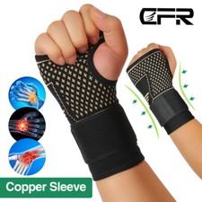 Copper Wrist Hands Support Brace Splint Carpal Tunnel Sprain Arthritis Sports