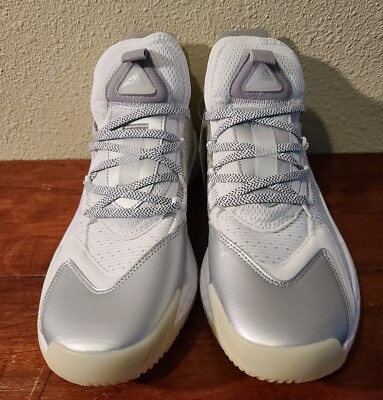 New Adidas Pro Boost Mid White Silver Mens Basketball Shoes Size 9.5 FW9511