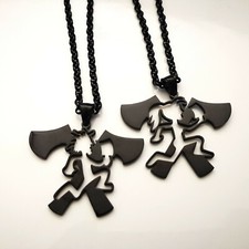 Pair Couple Black Hatchet man Women Pendant Stainless Steel Chain Necklace ICP