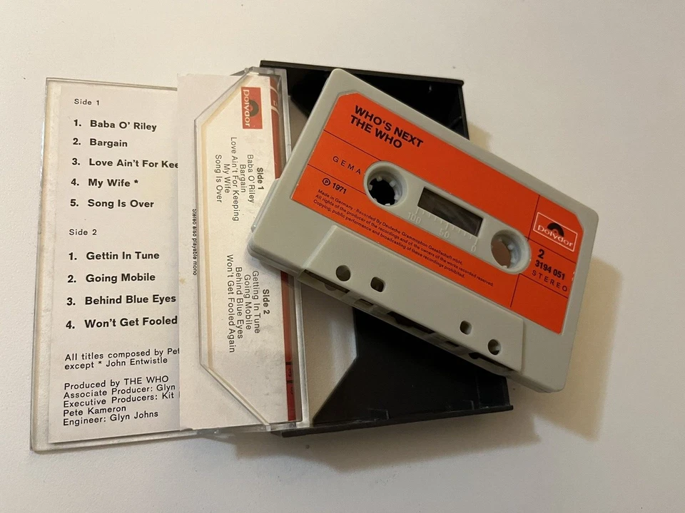 THE WHO WHO’S NEXT POLYDOR CASSETTE MADE IN GERMANY RED PAPER LABEL 1971 JOWHO - Image 3 of 4