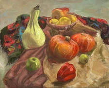 "Pumpkins",  still-life, picture, ukrainian,original art, oil painting